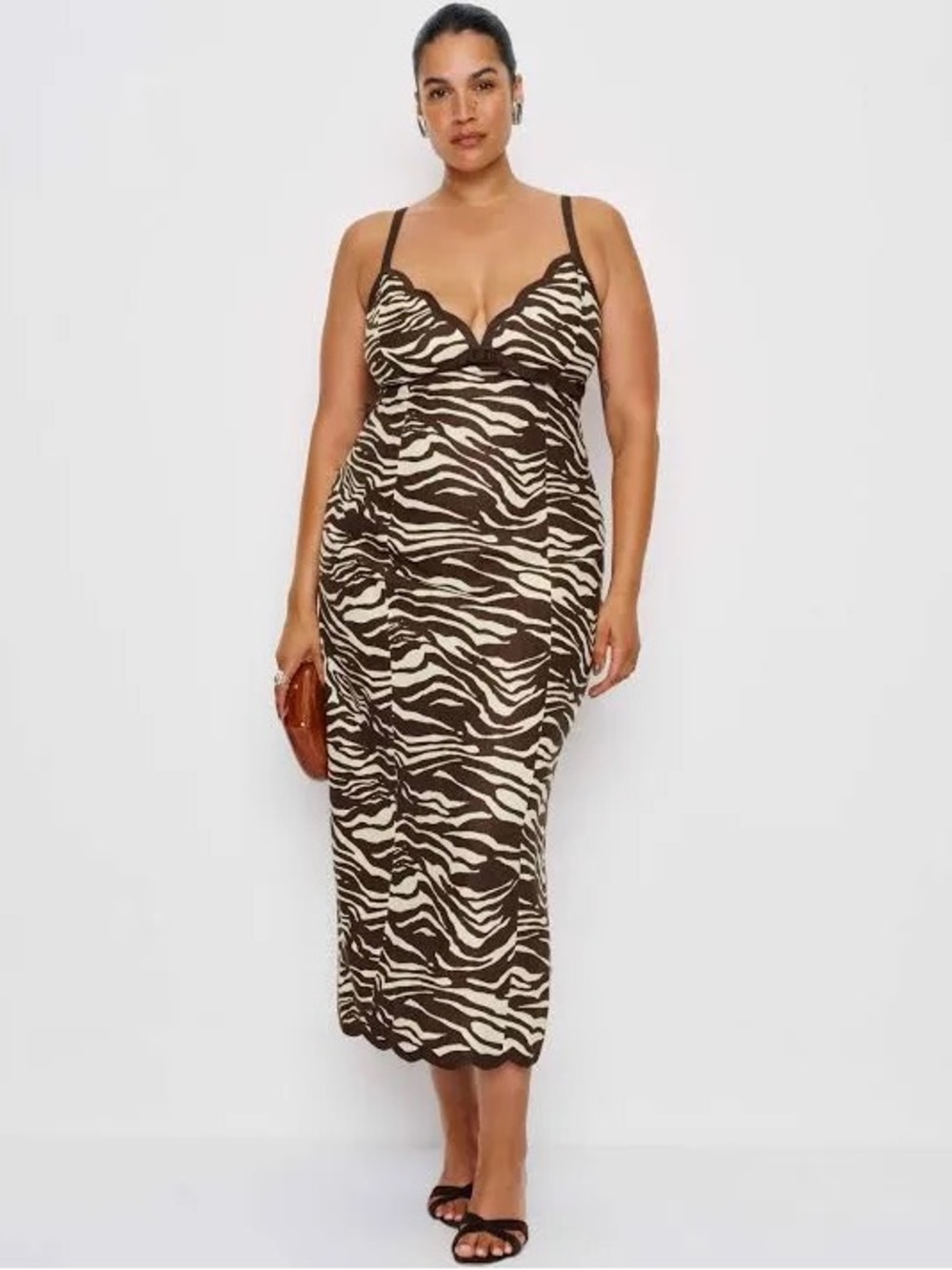 Reformation Brown & Cream Zebra Slip Maxi Dress - Picture 3 of 3